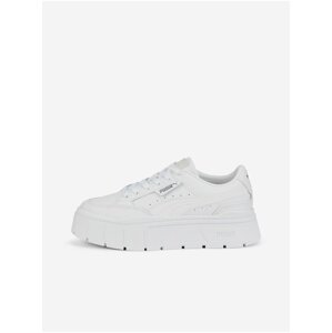 White Women's Leather Sneakers on Puma Mayze Stack Platform - Women