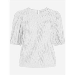 White pleated blouse with balloon sleeves VILA Plisso - Women