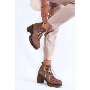 Women's Suede Shoes with Tie Light Brown Marianne
