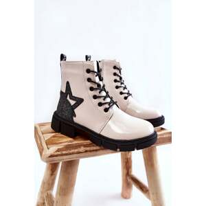 Children's boots lacquered with zipper white Yukko