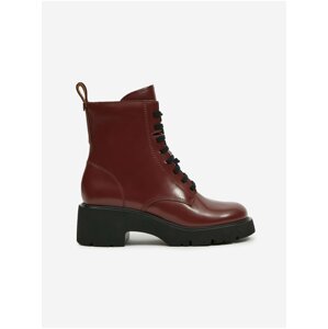 Burgundy Women's Leather Camper Ankle Boots