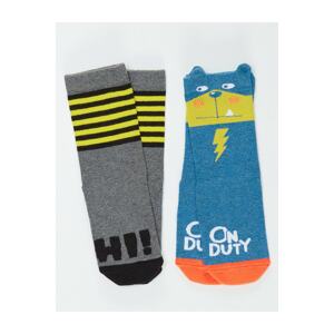 Denokids Boys' Blue Gray Hi&duty Crewneck Socks 2-pack.