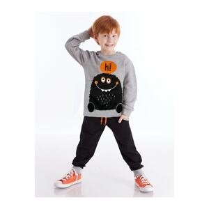 Denokids Monster Cute Black Gray Boys Tracksuit Set