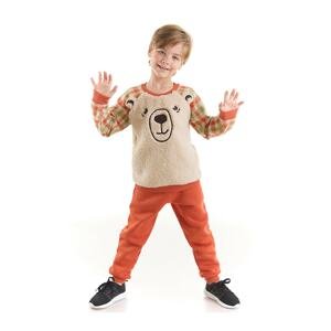 Denokids Bear Plaid Boys' Sweatpants Tops Set