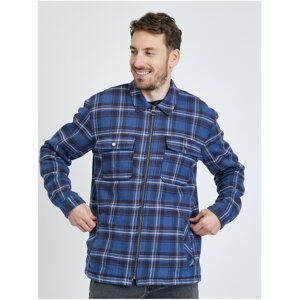 Tom Tailor Dark blue mens plaid insulated outer shirt with zipper T - Men