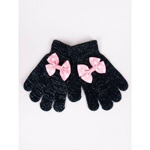 Yoclub Kids's Girls' Five-Finger Gloves With Bow RED-0070G-AA50-009