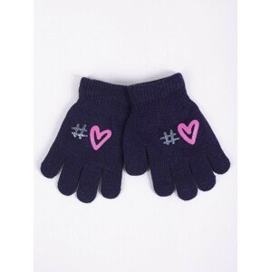Yoclub Kids's Girls' Five-Finger Gloves RED-0012G-AA5A-008 Navy Blue