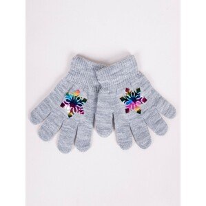 Yoclub Kids's Girls' Five-Finger Gloves With Hologram RED-0068G-AA50-006