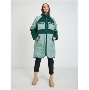 Green Women's Quilted Lightweight Coat with Artificial Fur Tom Tailor D - Women