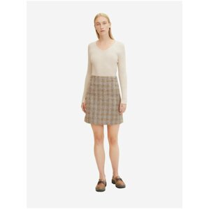 Brown-Grey Plaid Skirt Tom Tailor - Women