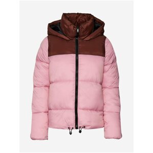 Burgundy-pink Quilted Winter Hooded Jacket Noisy May Ales - Women