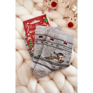 Women's cotton Christmas socks reindeer Grey