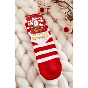 Children's Christmas socks with stripes Cosas white-red