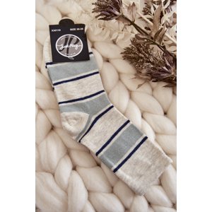 Women's Classic Cotton Socks Stripes Beige and Green