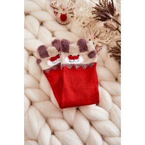 Youth Smooth socks with reindeer red