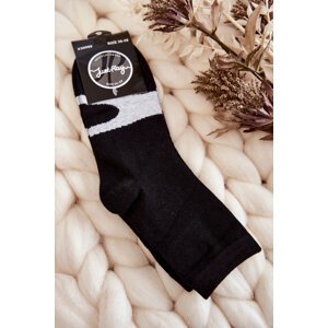 Women's cotton socks White pattern black
