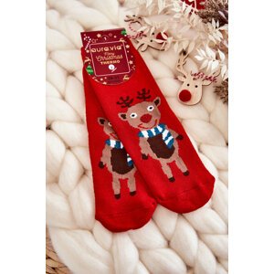 Children's thermoactive Christmas socks Reindeer red