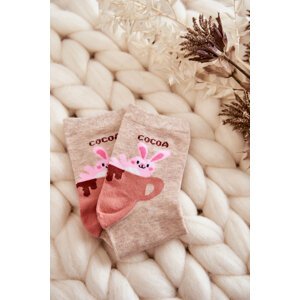 Women's funny socks rabbit in a cup beige