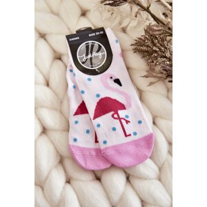 Youth socks with Flamingo pattern And dots pink