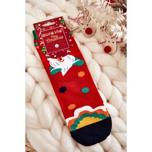 Women's socks with Christmas pattern in Santa Claus red