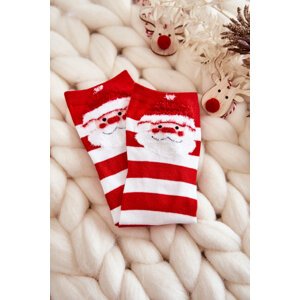 Women's Funny Christmas Socks In stripes with Santa Claus red and white