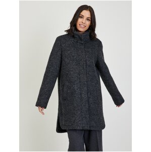 Dark gray women's brindle coat with mixed wool Tom Tailor Denim - Ladies