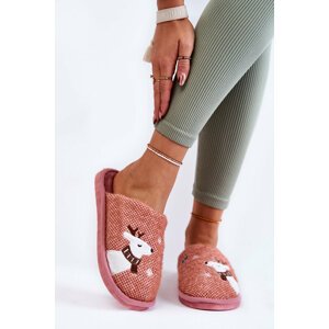 Women's Christmas Slippers with Reindeer Pink Millio