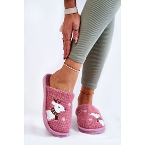 Lady's Christmas slippers with reindeer purple Millio