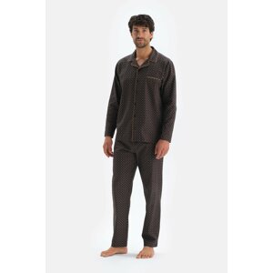 Dagi Brown Long Sleeve Shirt Pajamas Set