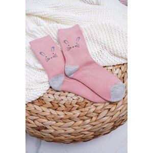 Women's Socks Warm Pink with Rabbit