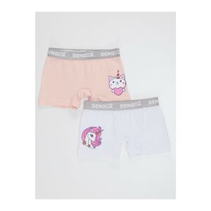 Denokids Girl's Pink-white 2 Piece Boxer Suit