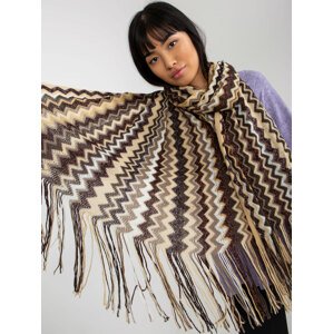 Light beige patterned scarf with fringe