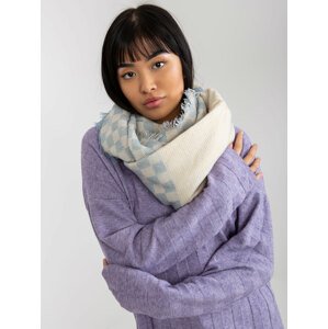 Women's checkered winter scarf Ecru-blue