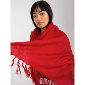 Lady's red smooth scarf with fringe