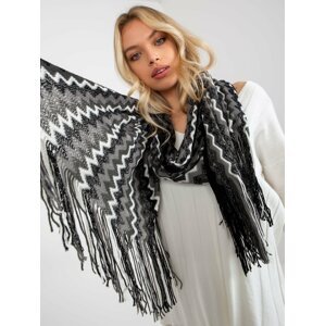 Lady's black patterned scarf with shiny thread