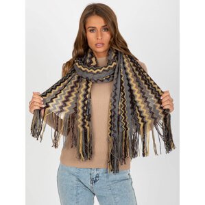 Grey patterned scarf with shiny thread