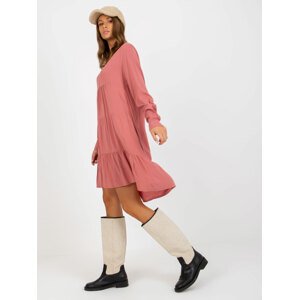 Dusty pink lady oversize dress with ruffle SUBLEVEL