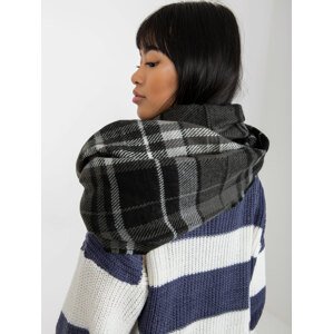 Lady's black-and-white plaid winter scarf