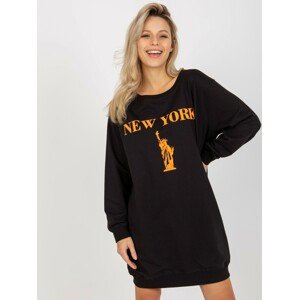 Black and orange long oversize sweatshirt with print