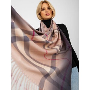 Beige checkered scarf with viscose