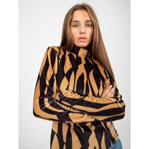 Velour blouse with camel and black print from RUE PARIS