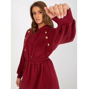 Flowing burgundy dress with elasticated waistband