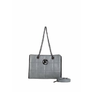 Grey quilted shoulder bag with removable strap