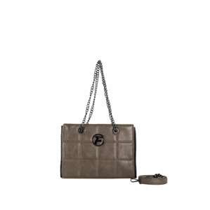 Khaki quilted shoulder bag with chains