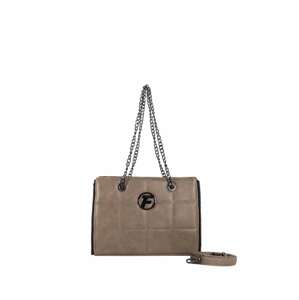Beige quilted shoulder bag with chains