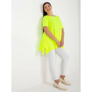 Fluo yellow smooth viscose blouse of larger size