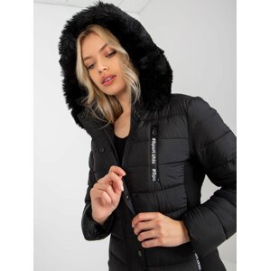Black transient quilted hooded jacket