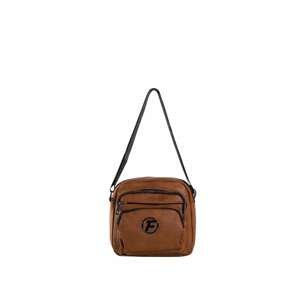 Brown messenger bag with zippers
