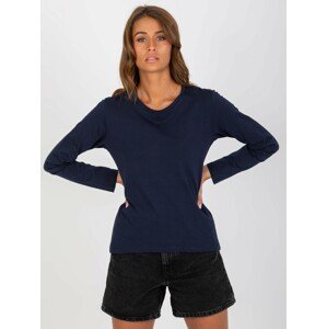 Navy blue blouse with long sleeves made of cotton