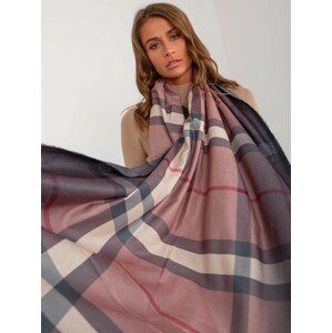 Powder pink checkered scarf with viscose